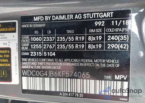 2019 Mercedes-Benz Glc 300 from USA, damaged, VIN WDC0G4JB6KF574065